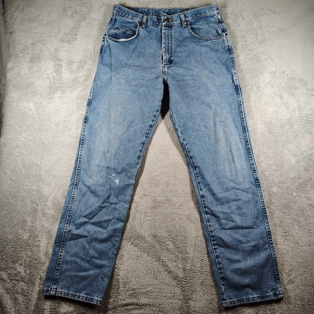Wranglers Jeans Size 36‎ X 34 Straight Leg 100% Cotton Blue Denim Work Wear